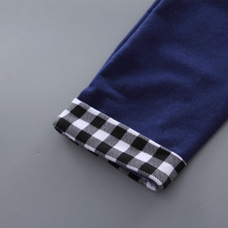 【12M-5Y】Kids Clothes Fashion Plaid spliced Sweatshirt Pants Set (SHOES NOT INCLUDE)- 3483