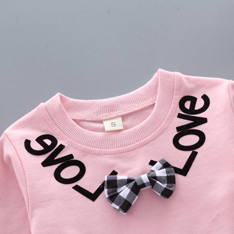 【12M-5Y】Kids Clothes Fashion Plaid spliced Sweatshirt Pants Set (SHOES NOT INCLUDE)- 3483