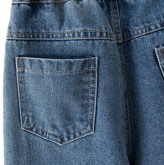【3Y-12Y】Girls Fashion Star Embroidered Blue Jeans