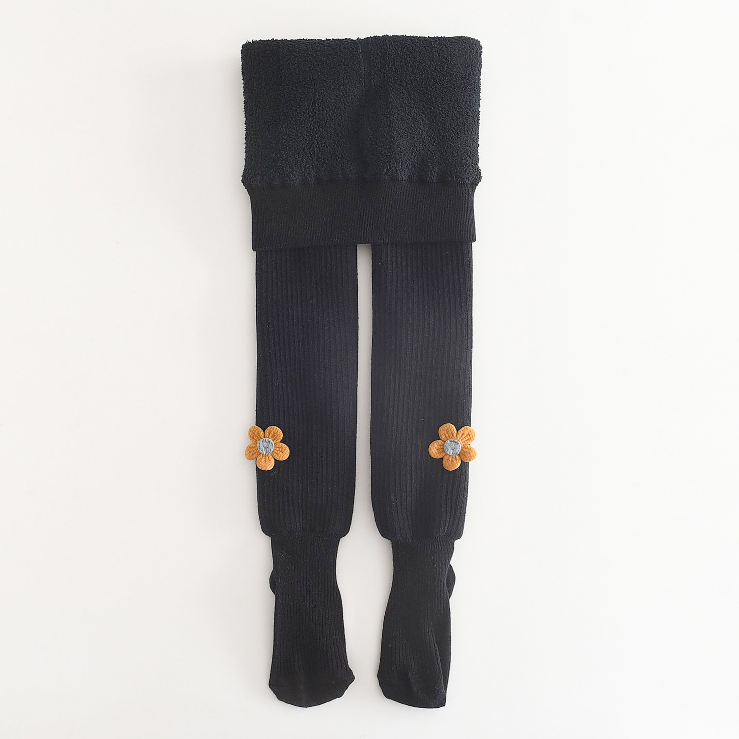 【1Y-11Y】Girls Cute Floral Embroidery Thickened Fleece Pantyhose