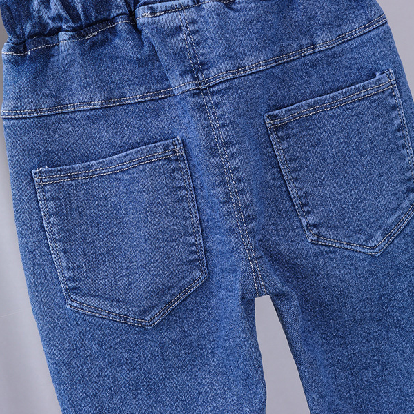 【12M-5Y】Girls Cute Bunny And Cartoon Embroidery Blue Jeans 【12M-5Y】Girls Cute Bunny And Cartoon Embroidery Blue Jeans