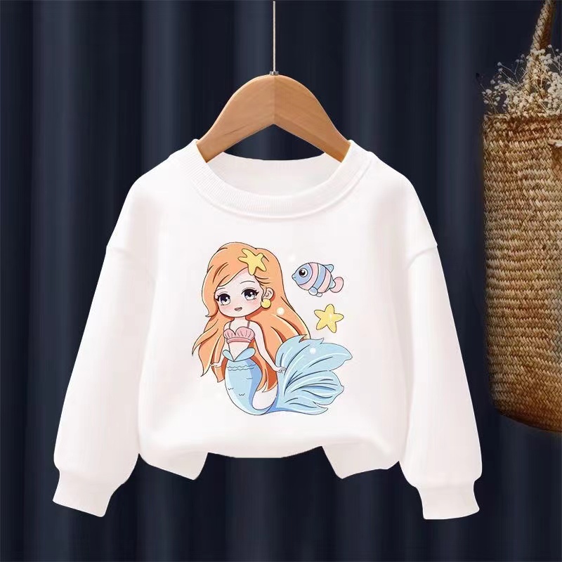 【18M-11Y】2-piece Girls Cute Mermaid Print Sweatshirt And Pants Set - 34287