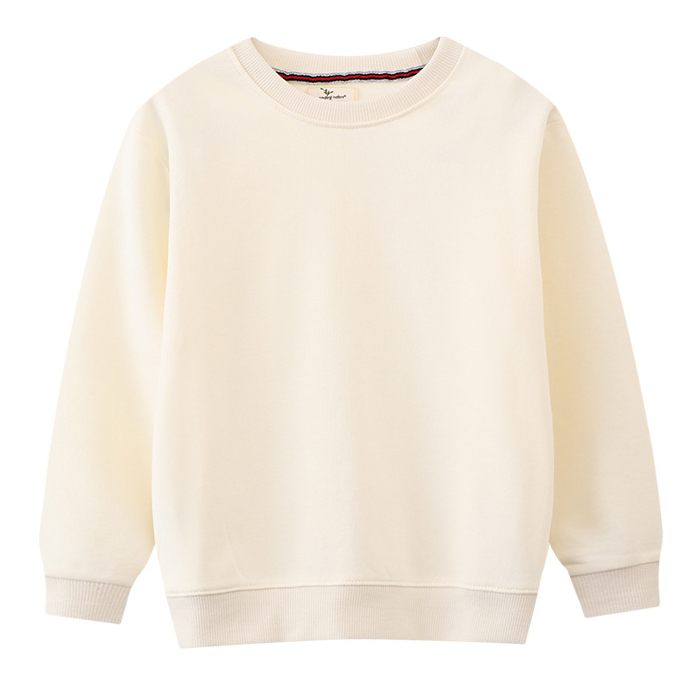 【18M-7Y】Kids Simple Solid Color Cotton Round Neck Long Sleeve Sweatshirt