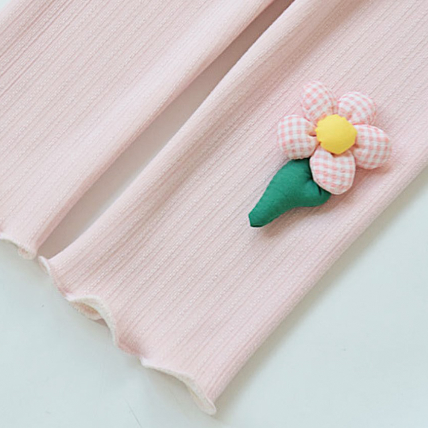 【12M-8Y】Girls Cute Dimensional Floral Pattern Comfortable Fleece Leggings