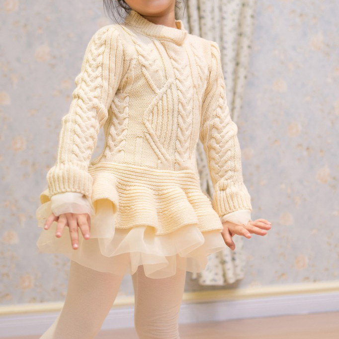 【2Y-8Y】Girl Sweet Long Sleeve Sweater - 33250