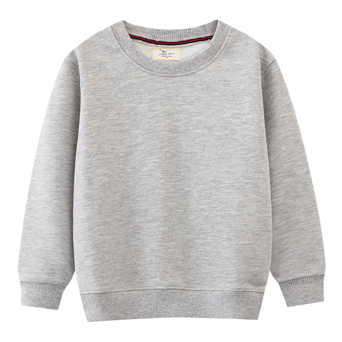 【18M-7Y】Kids Simple Solid Color Cotton Round Neck Long Sleeve Sweatshirt