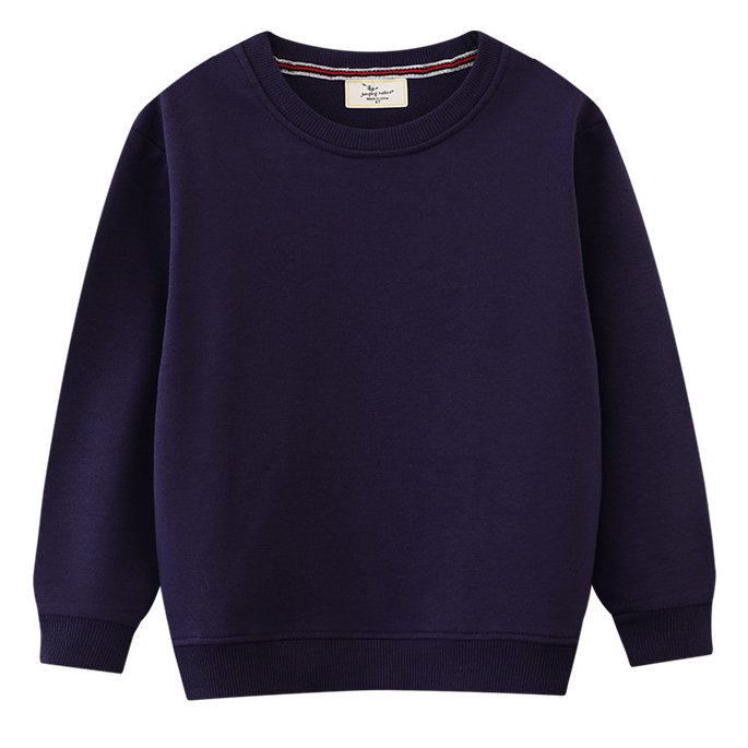 【18M-7Y】Kids Simple Solid Color Cotton Round Neck Long Sleeve Sweatshirt