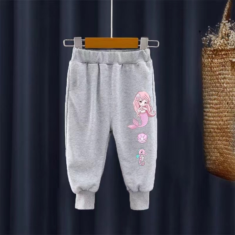 【18M-11Y】2-piece Girls Cute Mermaid Print Sweatshirt And Pants Set - 34287