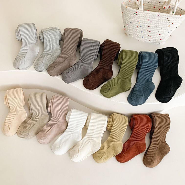 【18M-8Y】Girls Fashionable Solid Color Cotton Comfortable Pantyhose