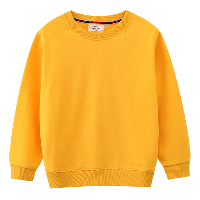 【18M-7Y】Kids Simple Solid Color Cotton Round Neck Long Sleeve Sweatshirt