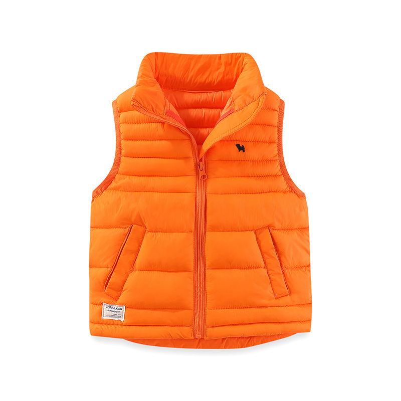 【3Y-10Y】Unisex Solid Color Quilted Cotton Keep Warm High Neck Vest Coat