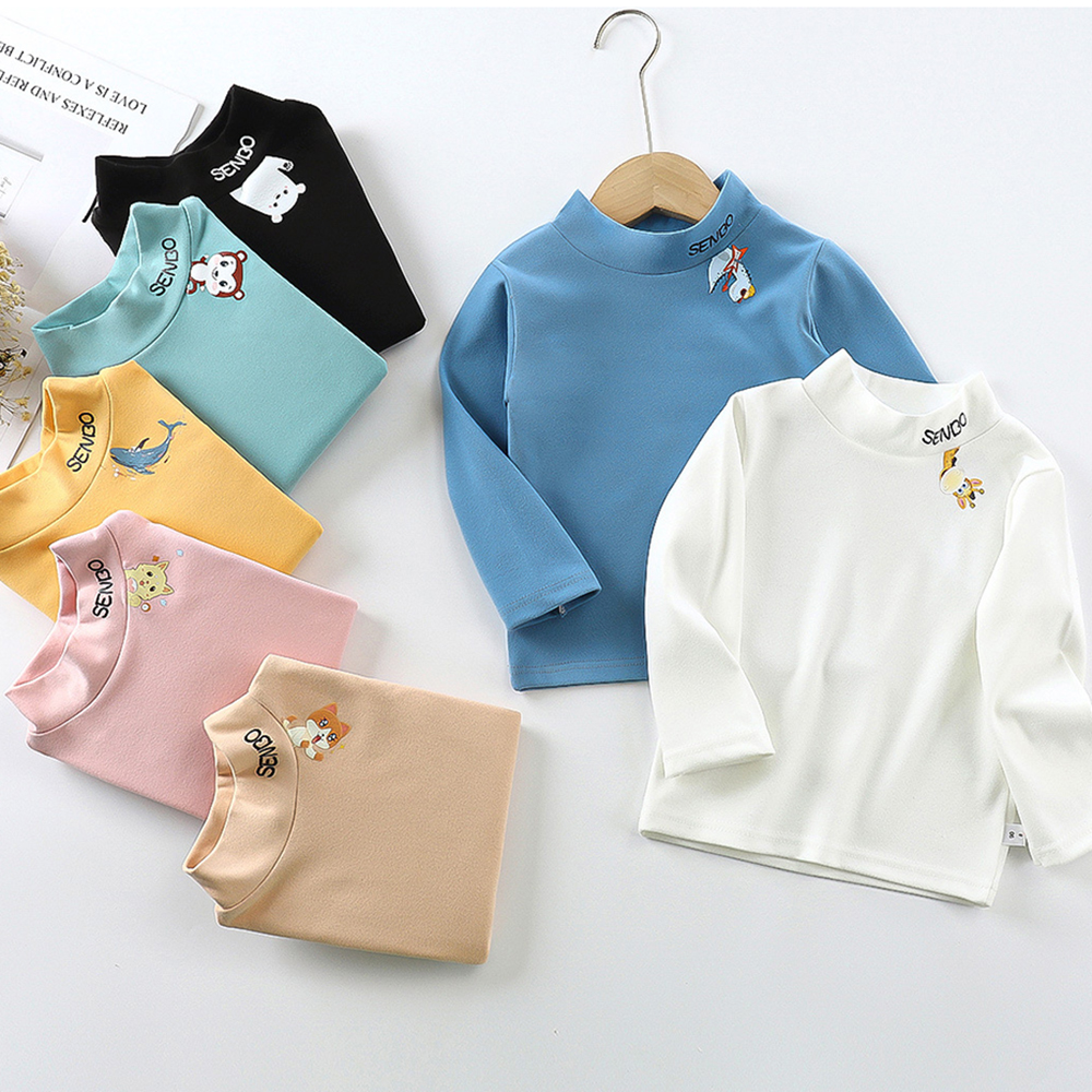 【12M-10Y】Unisex Casual Keep Warm Cartoon Print Multicolor Long Sleeve T-shirt