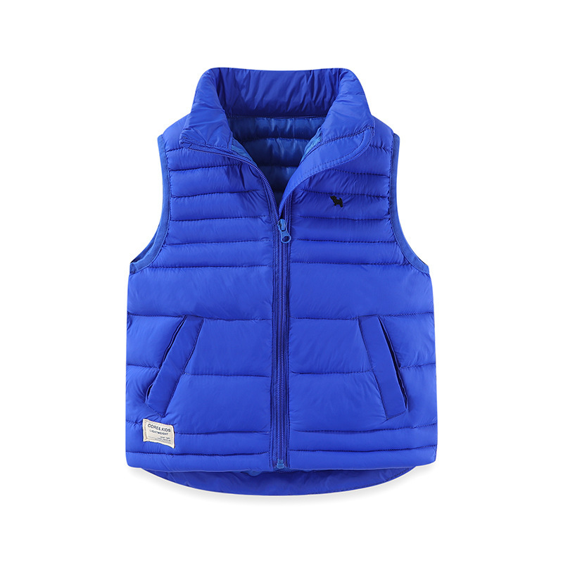 【3Y-10Y】Unisex Solid Color Quilted Cotton Keep Warm High Neck Vest Coat