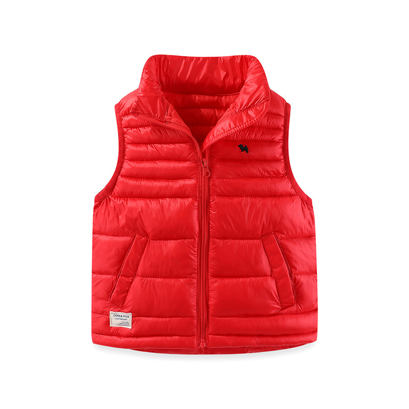 【3Y-10Y】Unisex Solid Color Quilted Cotton Keep Warm High Neck Vest Coat