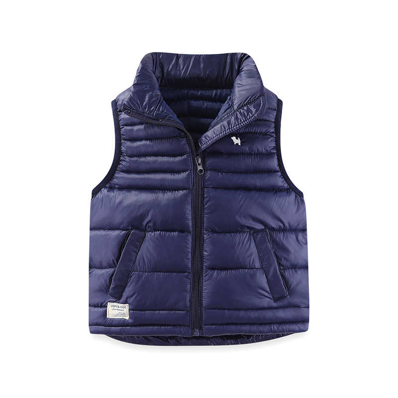 【3Y-10Y】Unisex Solid Color Quilted Cotton Keep Warm High Neck Vest Coat