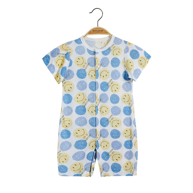 【3M-24M】Unisex Baby Onesies Soft Bamboo Antibacterial Cartoon Print Short Sleeve Romper