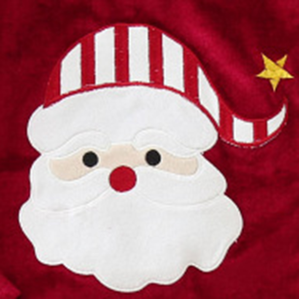 【12M-7Y】3-piece Girls Sweet Red Velvet Christmas Print Plush Top And Flare Pants Set - 34252