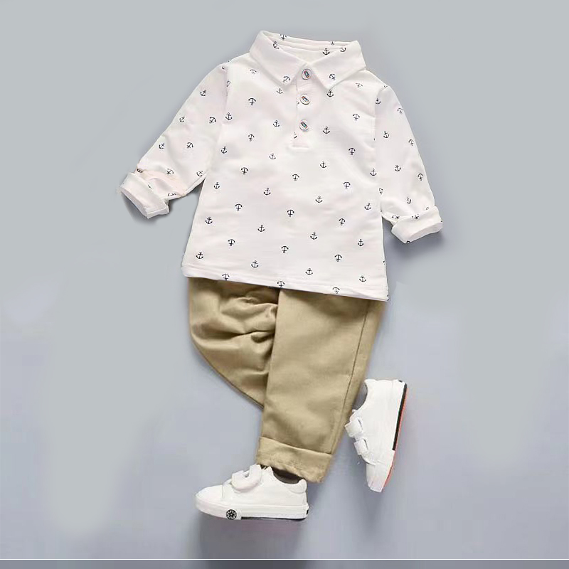 【12M-5Y】Boys 2 Piece Anchor Shirt And Pants Set 【12M-5Y】Boys 2 Piece Anchor Shirt And Pants Set
