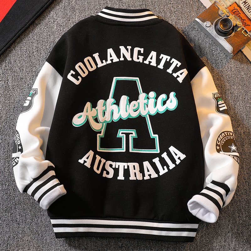 【3Y-12Y】Boys Letter Print Baseball Jacket - 4127