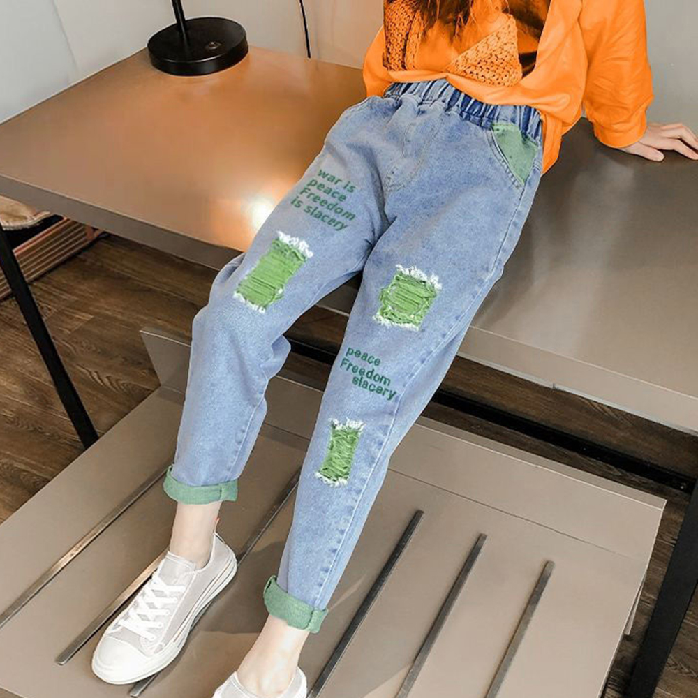【2Y-11Y】Girl Fashion Blue Jeans - 3211 【2Y-11Y】Girl Fashion Blue Jeans - 3211
