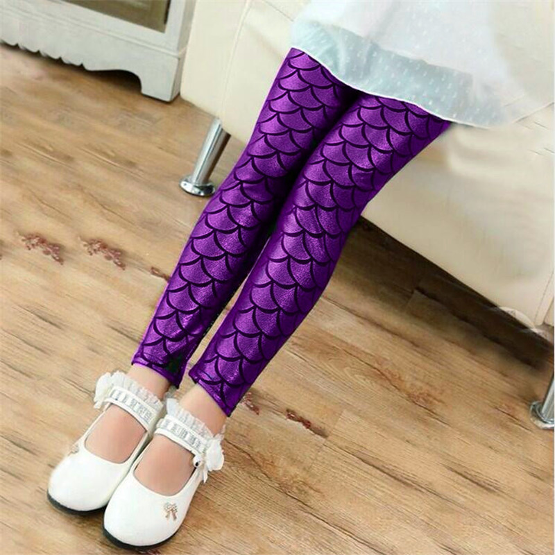 【2Y-11Y】Girls Multicolor Mermaid Leggings