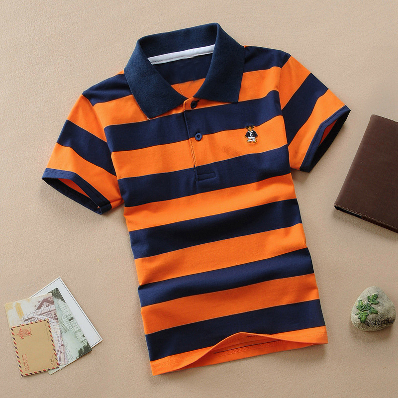 【18M-11Y】Boys Multicolor Cotton Striped Short-sleeved Polo Shirt 【18M-11Y】Boys Multicolor Cotton Striped Short-sleeved Polo Shirt
