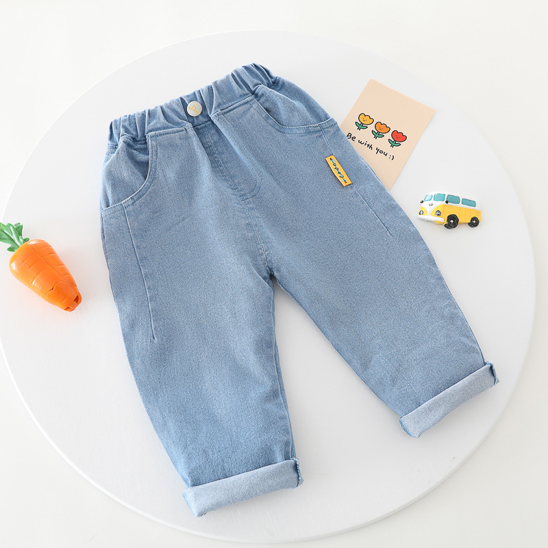 【9M-4Y】3-piece Boys Bear Print Long-sleeved T-shirt And Plaid Shirt And Jeans Set