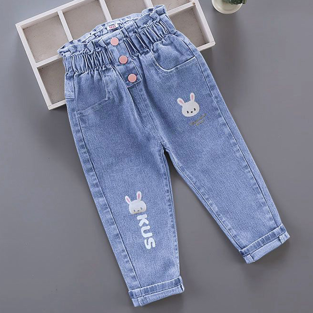 【18M-7Y】Girls Cartoon Print Jeans - 7137 【18M-7Y】Girls Cartoon Print Jeans - 7137