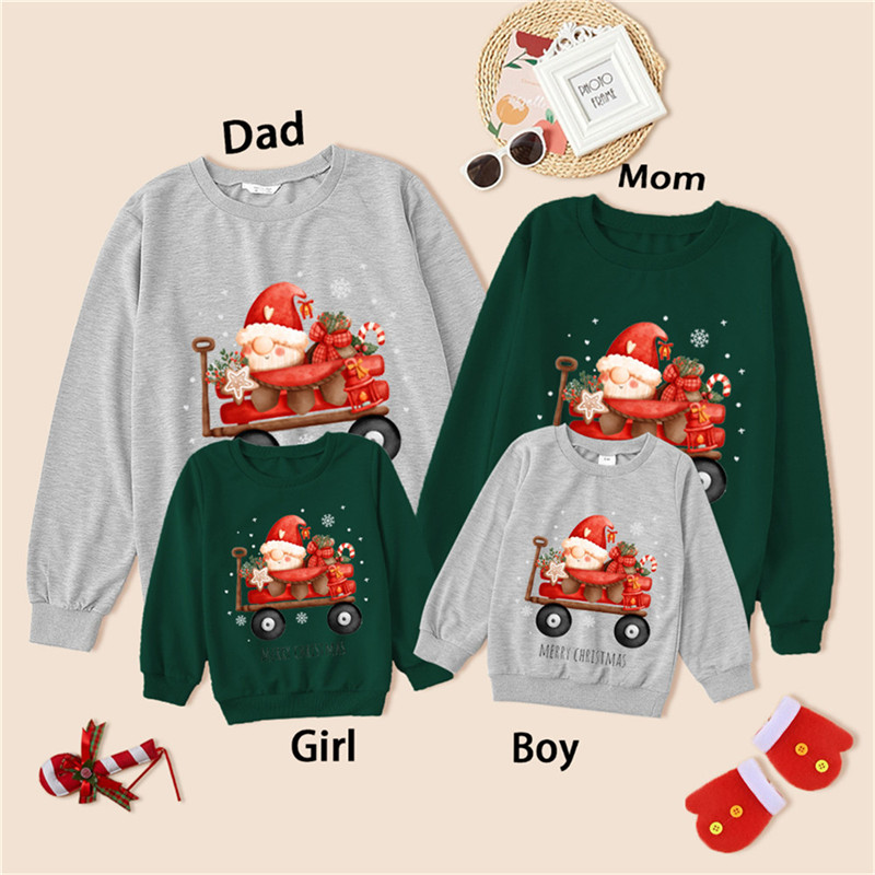 Christmas Print Long Sleeve Family Matching Outfits
