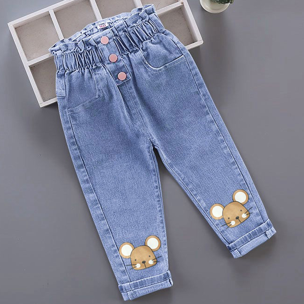 【18M-7Y】Girls Cartoon Print Jeans - 7137 【18M-7Y】Girls Cartoon Print Jeans - 7137