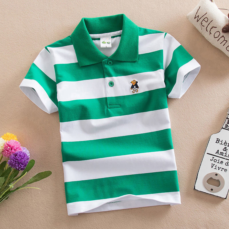 【18M-11Y】Boys Multicolor Cotton Striped Short-sleeved Polo Shirt 【18M-11Y】Boys Multicolor Cotton Striped Short-sleeved Polo Shirt