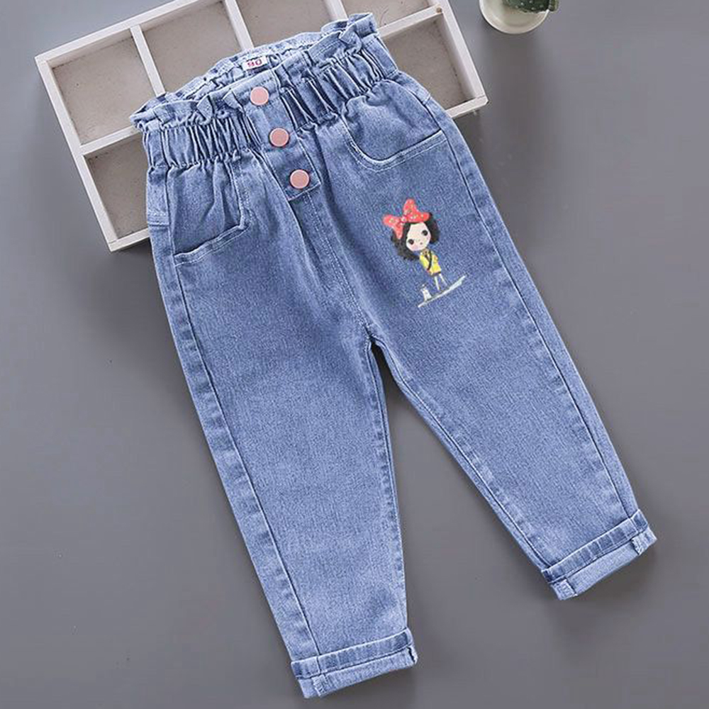 【18M-7Y】Girls Cartoon Print Jeans - 7137 【18M-7Y】Girls Cartoon Print Jeans - 7137