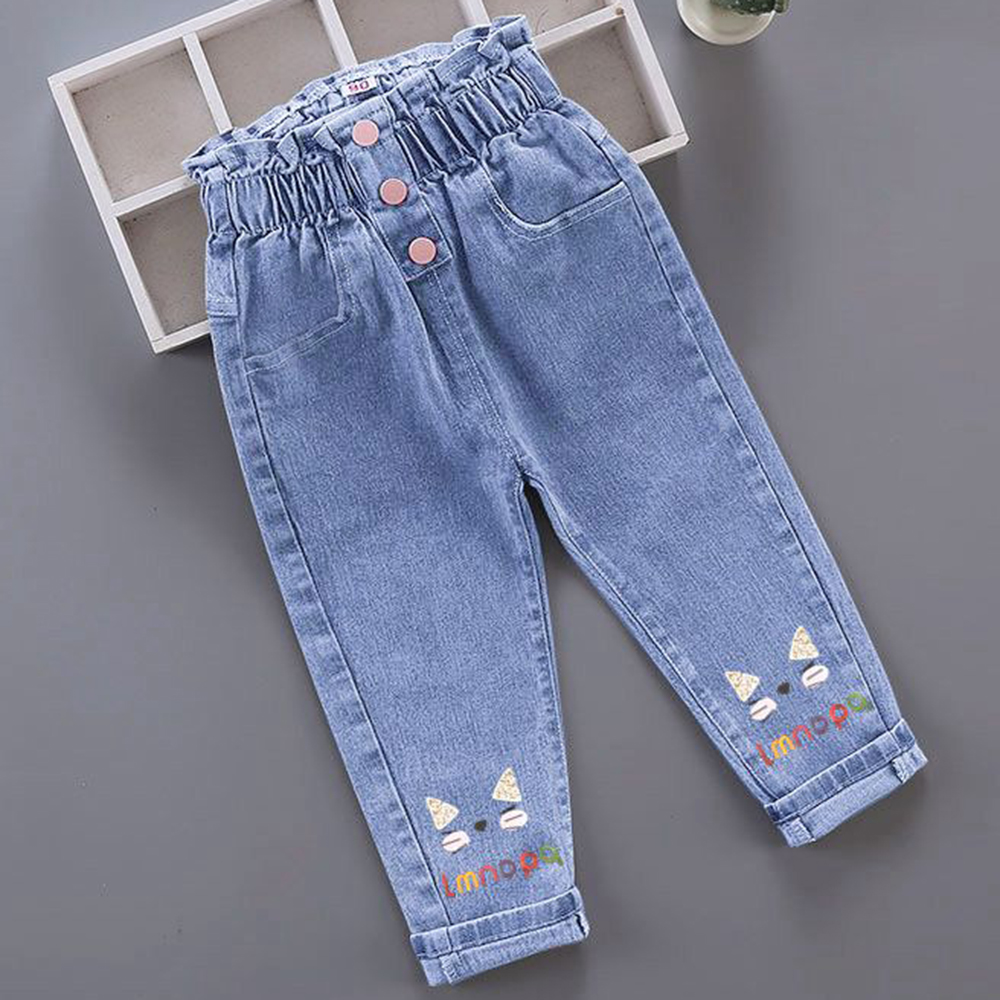 【18M-7Y】Girls Cartoon Print Jeans - 7137 【18M-7Y】Girls Cartoon Print Jeans - 7137