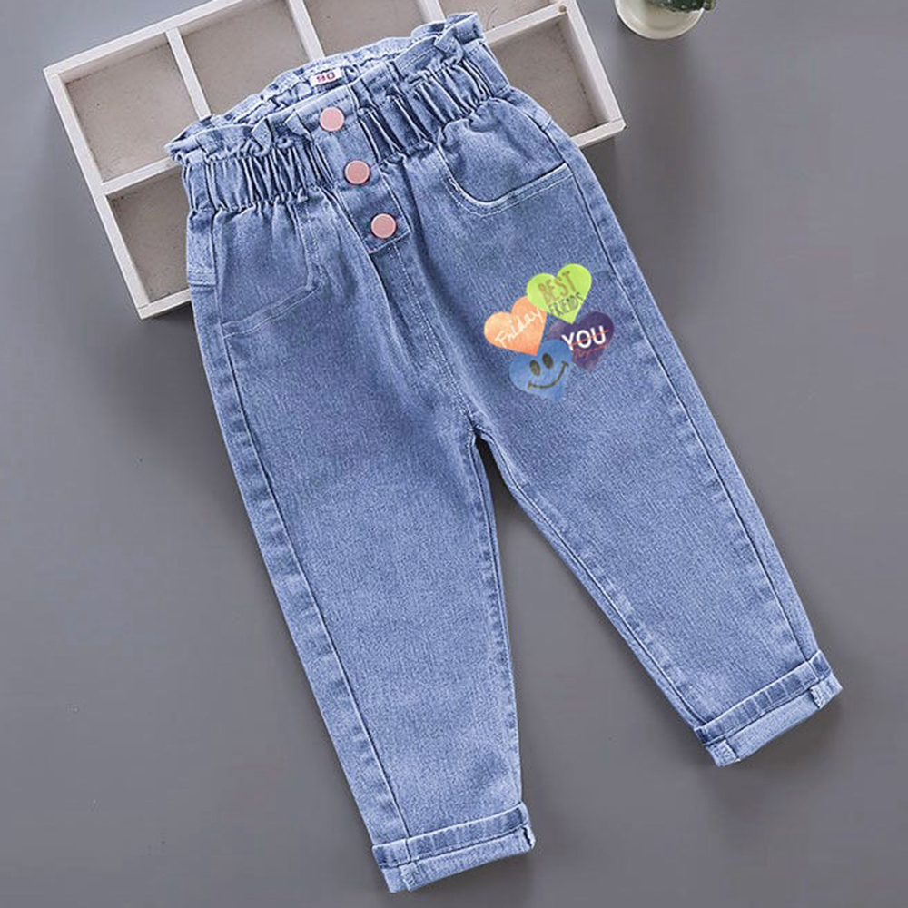 【18M-7Y】Girls Cartoon Print Jeans - 7137 【18M-7Y】Girls Cartoon Print Jeans - 7137